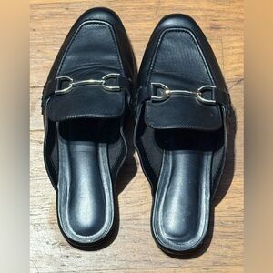 💕 Target Black Leather Mule Loafers with Silver Bit Accent 💕 3/$30 SALE!